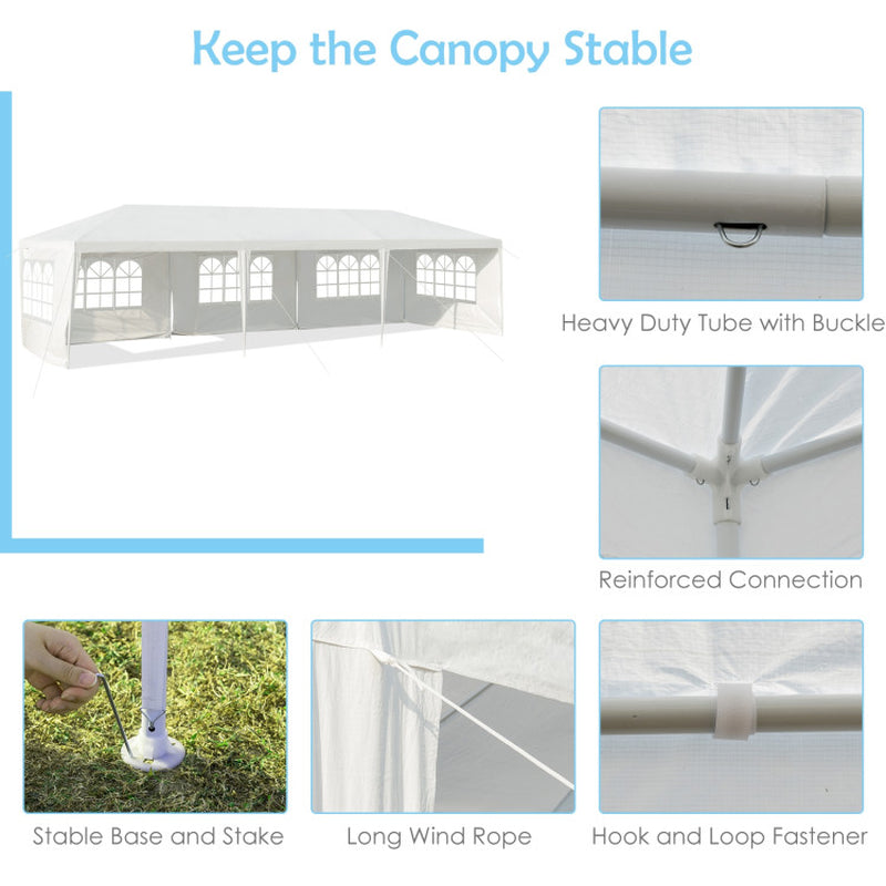 10 X 30 Feet Canopy Tent with 5 Removable Sidewalls for Party Wedding